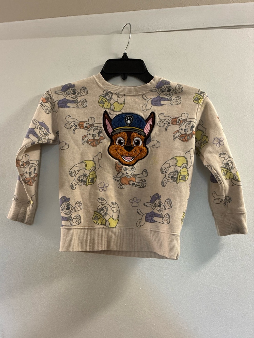 Paw Patrol Beige Crewneck Sweatshirt with Chase Patch